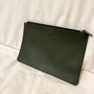Green khaki Lacoste clutche wristlet mini bag